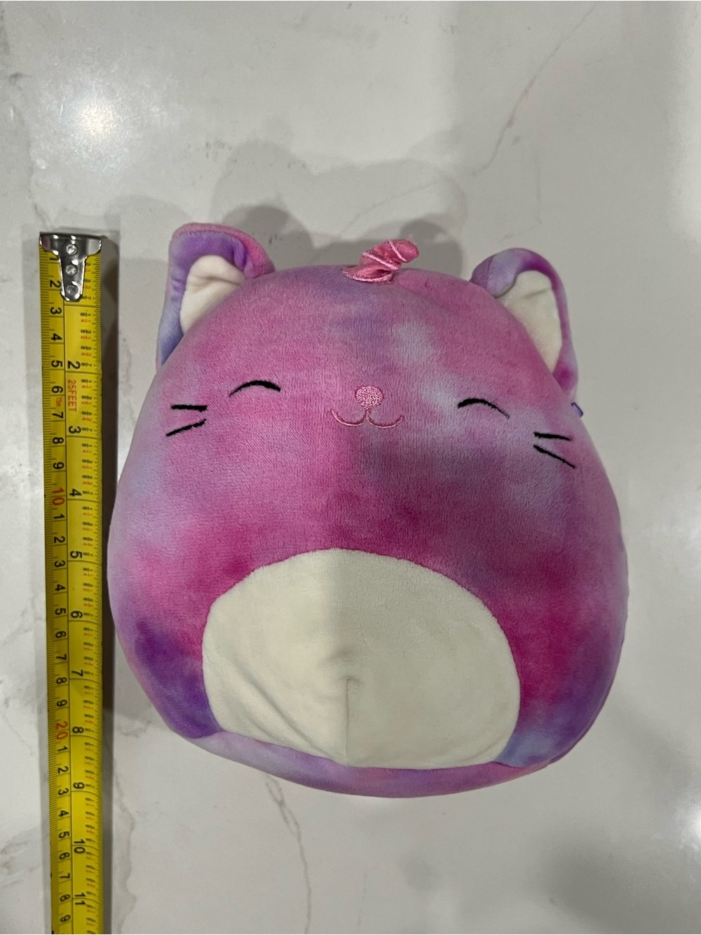 Plush Cat Squishmallow-Style Pillow in Pink & Purple